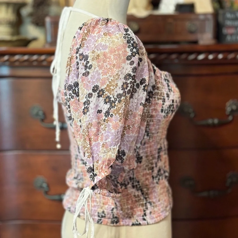 FREE PEOPLE Back On Top Smocked Crop Top NWOT!